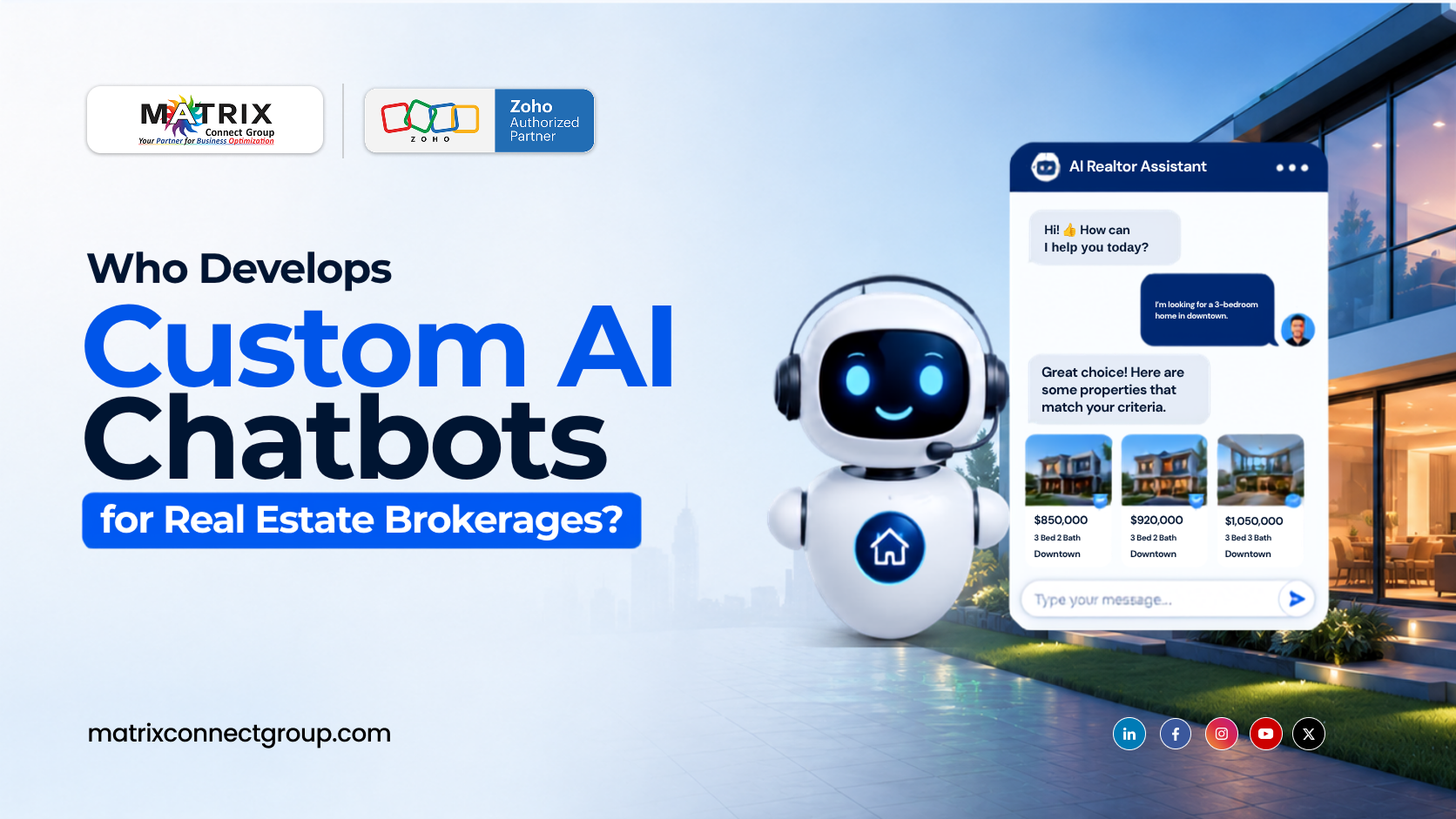 Who develops custom AI chatbots for real estate brokerages