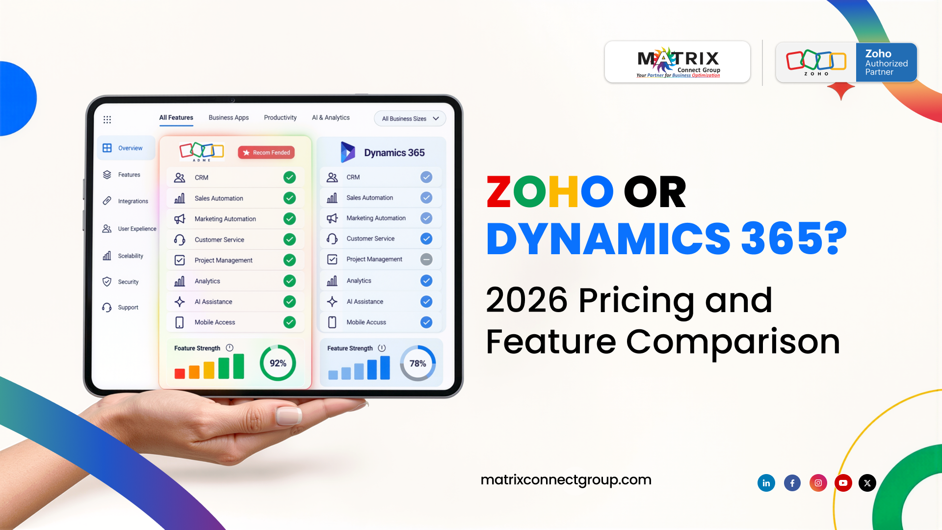 Zoho vs Microsoft Dynamics 365 pricing and feature comparison